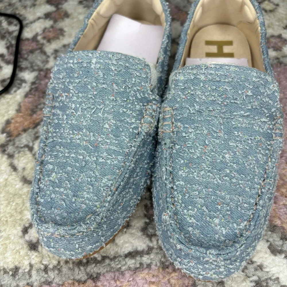 Hush Puppies Cora Loafer 6 Blue Denim Tweed Preppy Slip On Flats‎ Shoes Twee New